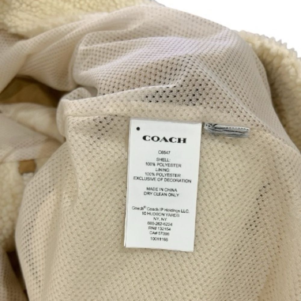 Coach Half-Zip Cream Sherpa Fleece Pullover Jacket with Tan Accents Size XS - Picture 5 of 7